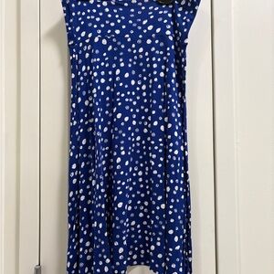 Blue  Skirt with White Polka Dots